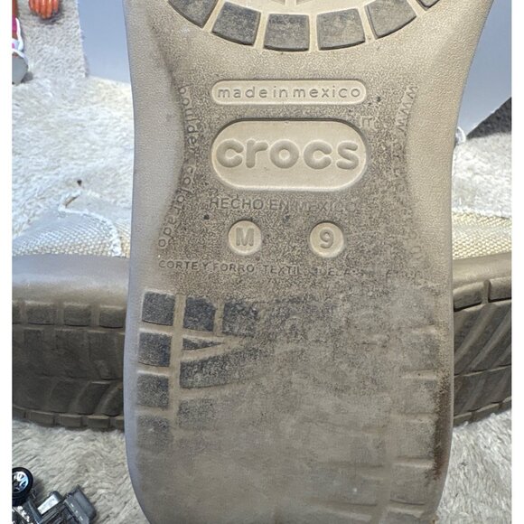 Mens Crocs Santa Cruz Loafers Frayed Canvas Slip-On Shoes Beige Size 10 - Picture 13 of 13